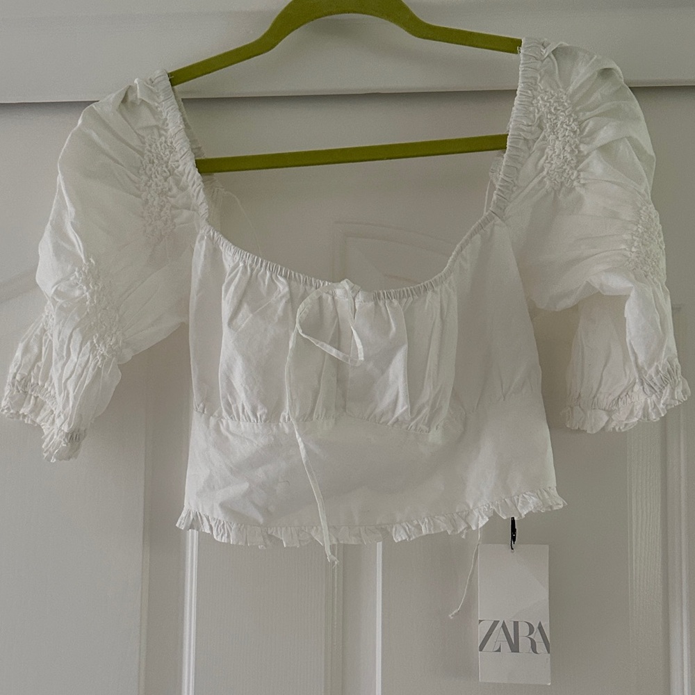 Zara white top, tie up back adorable NWT